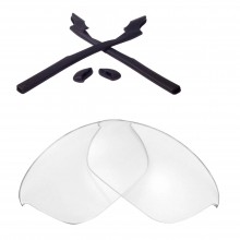 Walleva Clear Replacement Lenses and Black Rubber Kit For Oakley Half Jacket 2.0 (OO9144 Series) Sunglasses